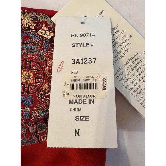 NWT old Stock Asian Chinese Brocade Red Silk reversible Jacket Sz M Old Money - Picture 10 of 13